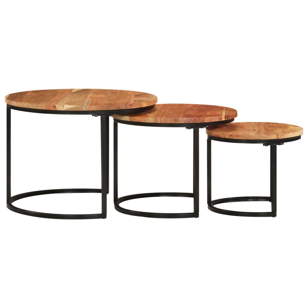 Tables gigognes 3 pcs bois massif d’acacia - Tables basses