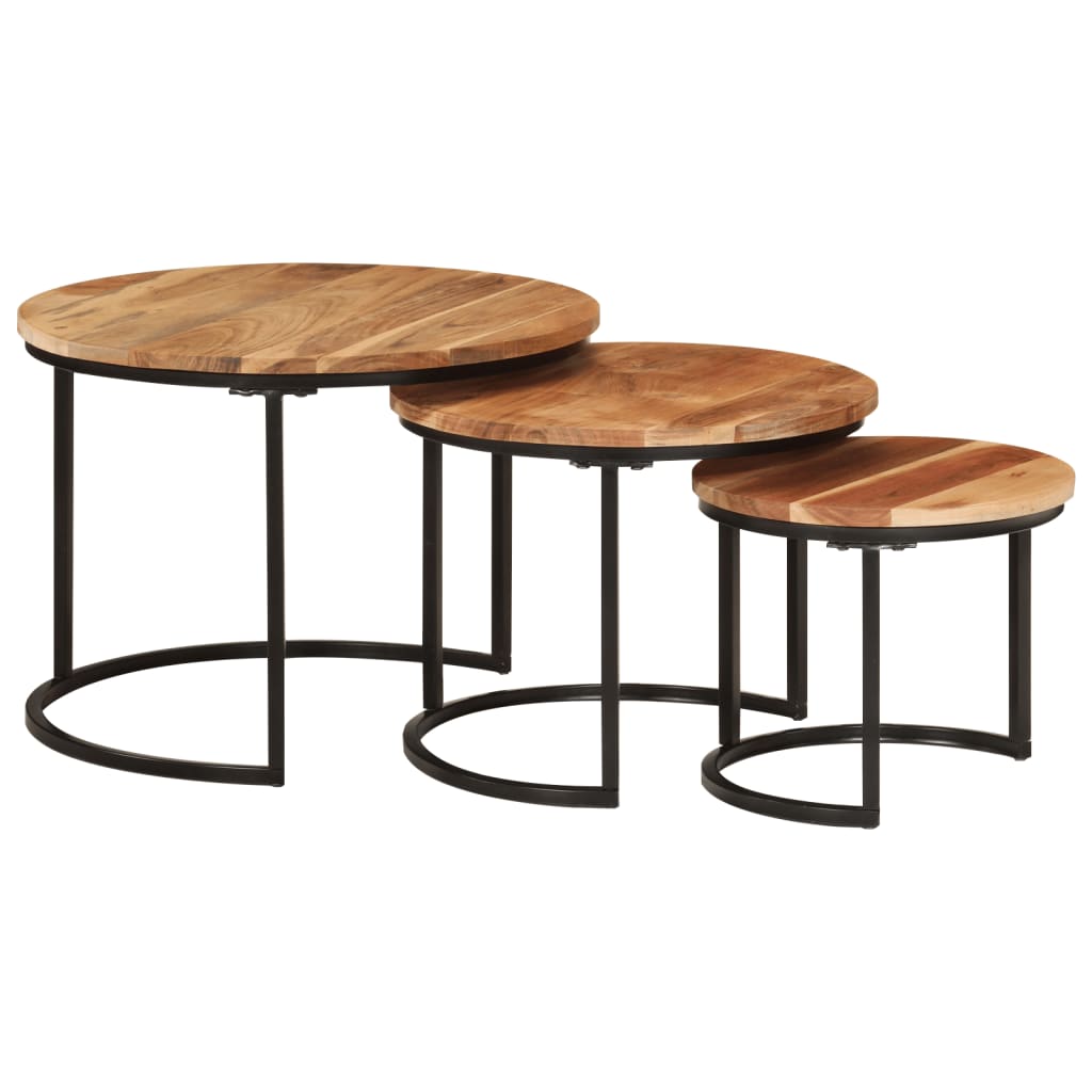 Tables gigognes 3 pcs bois massif d’acacia - Tables basses