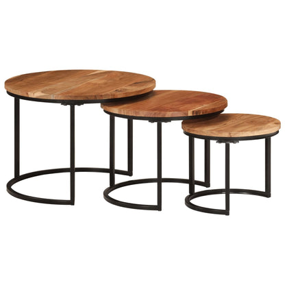 Tables gigognes 3 pcs bois massif d’acacia - Tables basses