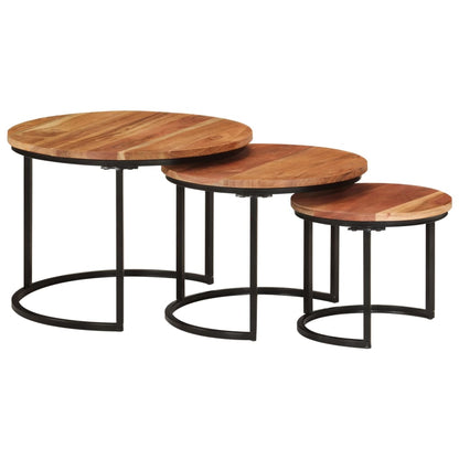 Tables gigognes 3 pcs bois massif d’acacia - Tables basses