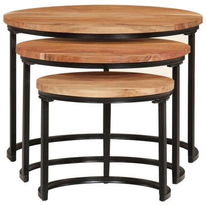 Tables gigognes 3 pcs bois massif d’acacia - Tables basses