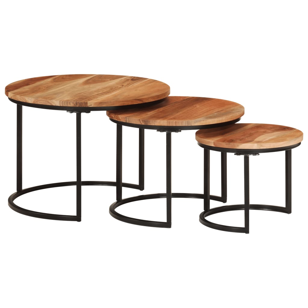 Tables gigognes 3 pcs bois massif d’acacia - Tables basses