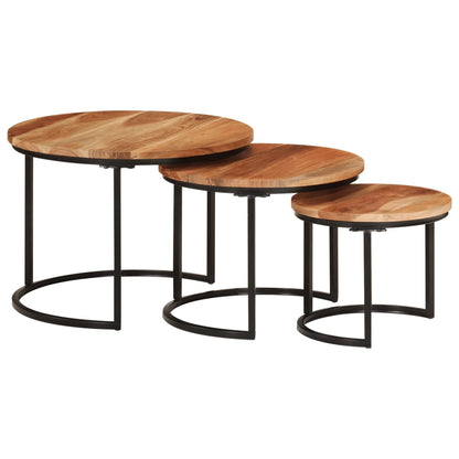 Tables gigognes 3 pcs bois massif d’acacia - Tables basses