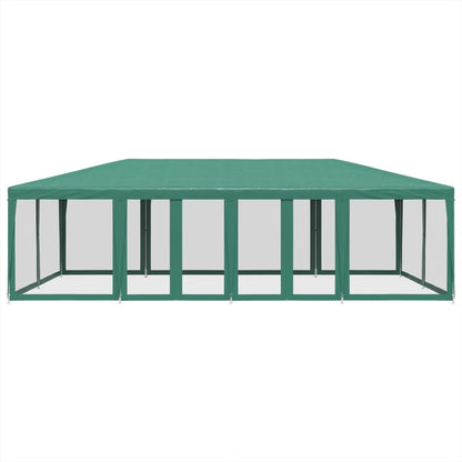 Tente de fête avec 12 parois latérales en maille vert 8x4m PEHD - Auvents & abris