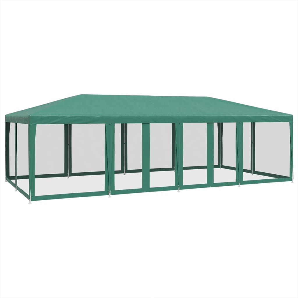 Tente de fête avec 12 parois latérales en maille vert 8x4m PEHD - Auvents & abris