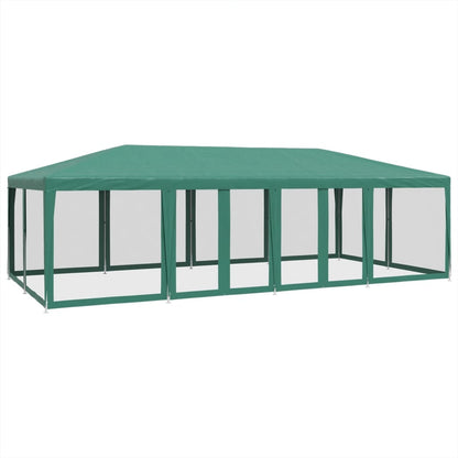 Tente de fête avec 12 parois latérales en maille vert 8x4m PEHD - Auvents & abris