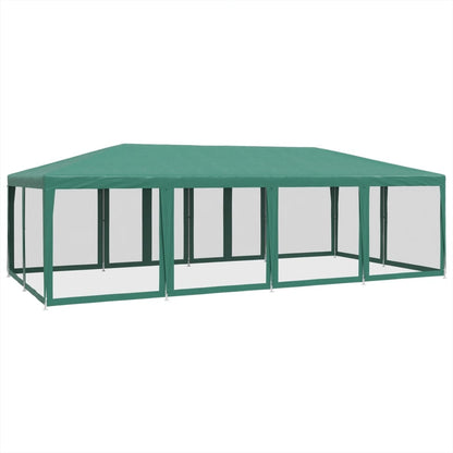 Tente de fête avec 12 parois latérales en maille vert 8x4m PEHD - Auvents & abris